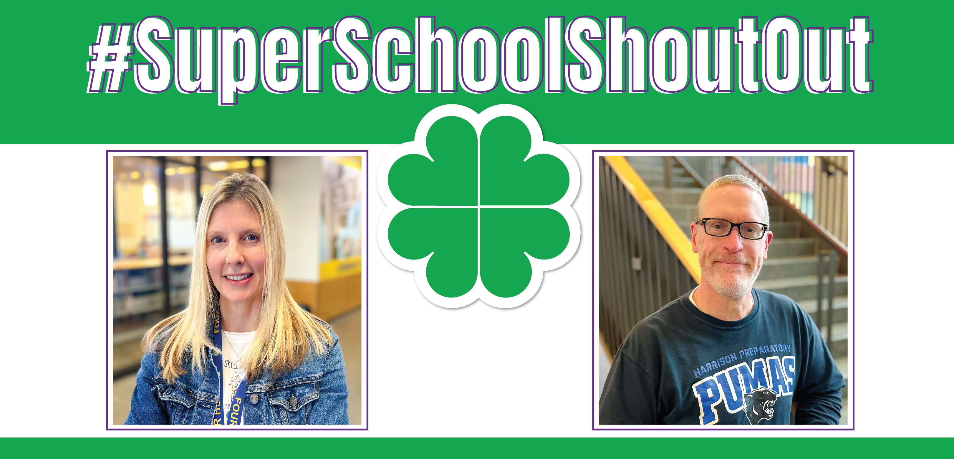 #SuperSchoolShoutout. Pictured are Four Heroes counselor Jeanette Miktia and Harrison Preparatory School counselor Chad Ramos.